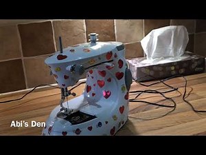Mini Electric Sewing Machine Beginner’s how to thread Dunelm stitch and sew