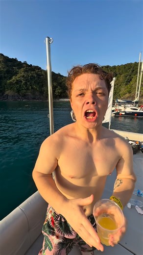 Round 1 of the Midget Tossing World Championships took place today on @sail_away_party @ryderwarbrick from FIGHT CIRCUS smashed it Another reason you should join us. We have lots of fun, in all sizes 😎😭 #phuket #backpackingthailand #fyp #thailand #midgettossing | Alex Lampton