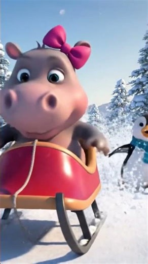 Happy Hippo Snow Fun #HappyHippo#HappyHippoKids#WinterFun#SnowDay#KidsShorts#CuteAnimals#shorts