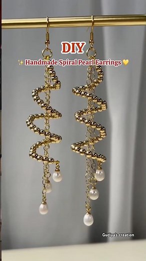 Handmade Spiral Pearl Earrings 💛 with Love 💫 #shorts #DIY #craft #earrings