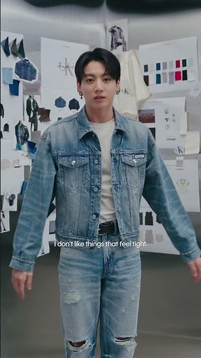 Jung Kook in his favorite set. The 90s Trucker and 90s Straight Jean in Rebel Blue.