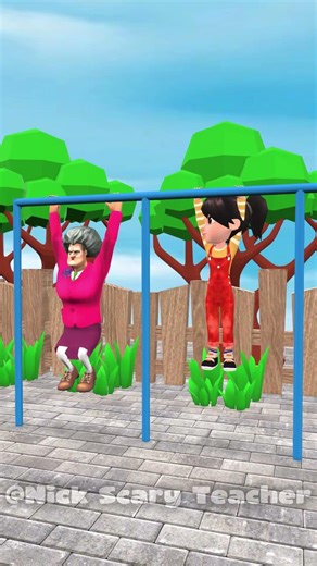 Nick Tani and Scary Teacher funny pull-up bar #scaryteacher3d #funny #cartoon