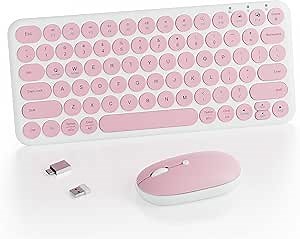 Mini Wireless Keyboard Mouse Combo - 2.4Ghz Aesthetic Quiet Keyboard and Mouse Wireless - 78 Keys Portable Ultra-Thin Keyboard for Laptop, Computer, PC, Notebook, Tablet, Windows, Mac OS