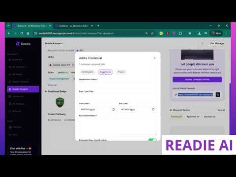 How to Add Growth Pathways on Readie | Projects, Certifications & Work Experience
