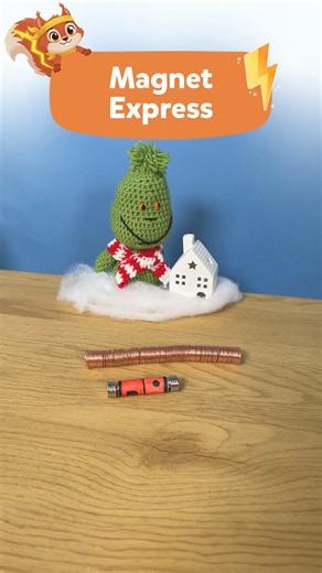 Modolino | DIY Experimente für Kinder on Instagram: "DIY Experiment für Kinder: Magnet Express – Aktivitäten für Kinder! 🚀 Mit diesem faszinierenden Experiment baut ihr einen selbstfahrenden Zug, der wie von Geisterhand durch einen Kupfertunnel rast. Eure Kids werden Augen machen! 🔬 So wird's gemacht: 1️⃣ Nehmt einen etwa 80 cm langen Holzstab oder dicken Stift (etwas dicker als 15 mm Durchmesser) und wickelt 40 Meter unlackierten Kupferdraht eng um den Stab. Fixiert den Drahtanfang mit Klebef