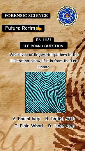 Types of Fingerprints Patterns - Left Hand Examination
