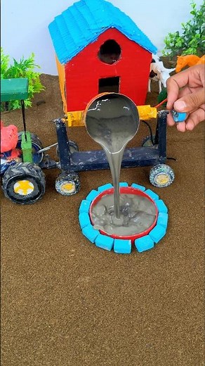 Mini Bricks Project | DIY Tractor Handpump Making | Mini Construction Machine #shorts
