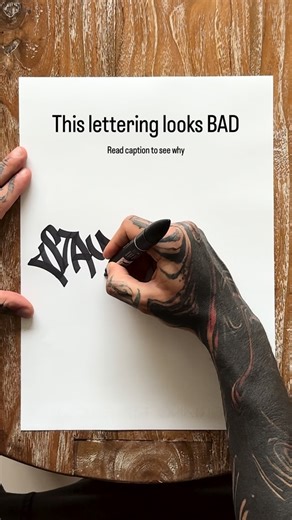 Gobe Letters on Instagram: "Balance in lettering composition is everything. After bad letter structure, it’s probably the biggest mistake you can make. That’s why, in this piece, the letters are kept pretty simple to show more clearly what can go wrong. Up until the last letter and the star closure everything was working fine. Then I added the final line at the bottom to “close” the piece… and that’s what ruined it. That line creates too much visual force on the bottom-left side, pulling the eye