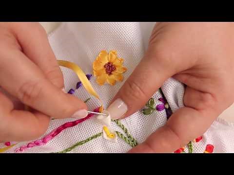 Bordado a mano * CON CINTAS O LISTON .Clase # 6 /Bordado en cintas para principiantes