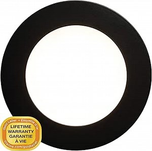 4 Inch Round Led by Liteline – Slim Profile Recessed Downlight – General Application Fixture – 9-Watt LED Module – Silicone Gasket for Wet Location – PMMA Diffuser Lens for Low Glare (2700K, Black)