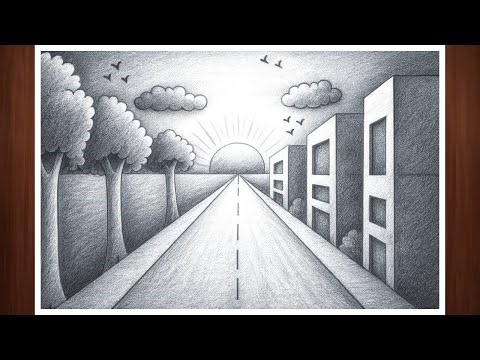 Easy Road Sunset Drawing | Pencil Shading for Beginners