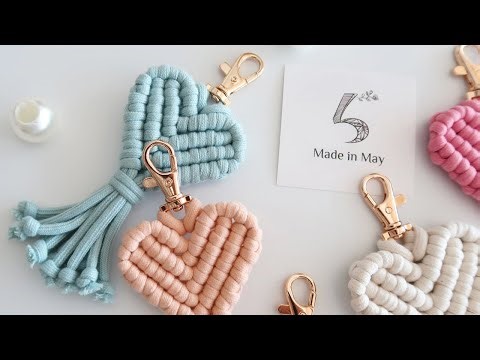 DIY Macrame Heart Keychain