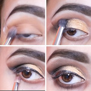 18K views · 98 reactions | The perfect golden eyeshadow makeup look with just a little bit of glitter! | SK Makeup | Facebook