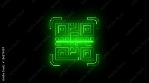 Neon line QR code animated lineal symbol icon. Scanning QR code symbol. Stock Video