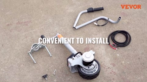 VEVOR Electric Trailer Dolly, 5000lbs Towing Capacity, 350W 12V Trailer Jockey Wheel with 22 ft/min Moving Speed, 12''-24.8'' Adjustable Clamp Height & 8'' Rubber Tire, for Moving Trailer Caravan Boat