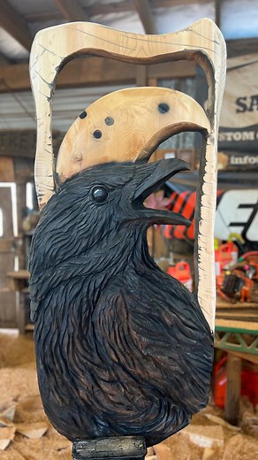 2.8K views · 280 reactions | Half Moon Raven Sculpture. 1 min Timelapse of carving #wood #raven #sculpture #woodart #amazingart #diy | Ryan Cook Carvin | Facebook