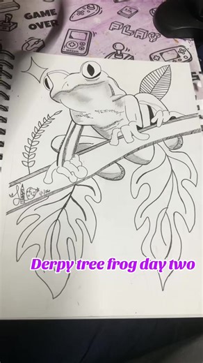 Smoothe brained derpy tree frog for the win! #drawing #fypシ #treefrog #wip #lullabuddies