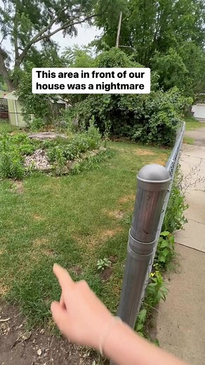 720K views · 10K reactions | We had the white rocks and wall blocks already, and I transplanted the hydrangeas from another spot in our yard. so all we really bought for this area was the arborvitae! I’ll most likely be planting some vines for the chainlink next spring  #fence #chainlink #landscaping #wooden #garden #ideas #diy | Don't Drink and DIY | Facebook