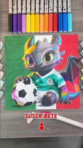 Drawing Toothless as a player for Mexico 🇲🇽 #drawings #art