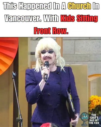 The Shift on Instagram: "A drag performer at the front of a church in Vancouver, speaking openly about how drag *unlocks something,* while children sit right there in the audience... and we’re told this is beautiful, healing, and progressive. Not a bar. Not a private event. Not an adults-only space. A church. On Sunday. With kids. Dude.... 🤦 And notice how the conversation immediately shifts. It’s never *Is this appropriate?* It’s *Why are you uncomfortable?* Boundaries aren’t debated anymore,