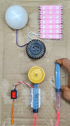 Pink Light & Bulb Powered by DC Motor Regenerative Braking with Hydraulic Assist #shorts