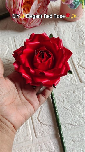 DIY Elegant Red Rose🌹✨how to make red rose with paper ✨ #craft #flowers #diy #diyprojects #handmade