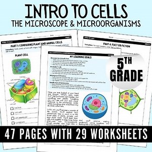 Grade 5 Life Science Unit Cells Microscopes & Microorganisms, no-prep sub plans