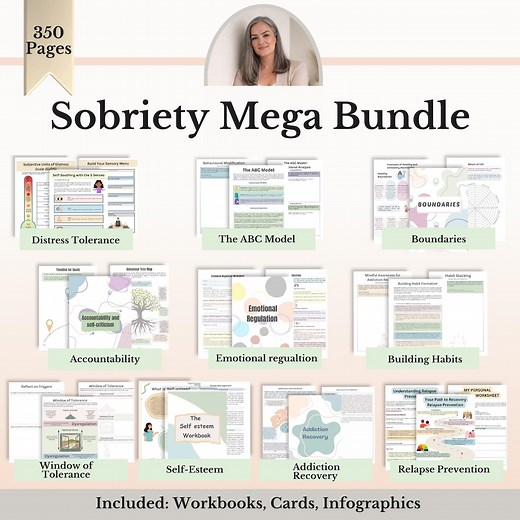 Sobriety Mega Bundle: Addiction Recovery Worksheets, Therapy Resources, CBT Techniques, and Relapse Prevention Plan - Etsy