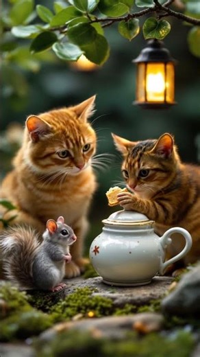 🍵🐭 Teapot Trap Tension: Mouse Inches Closer While Squirrel Watches! 🐱🐿️