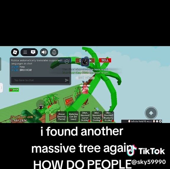 game name:grow a garden#roblox #rblx #fyp #growagarden #massive#giant#coconut#tree