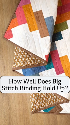 It’s pretty, it’s fun, and it gives your quilt so much personality — but how well does big stitch binding actually hold up to real, everyday use? In our house, quilts get loved hard by three kids and two very large dogs, and the ones with big stitch binding have held up better than those finished with a ladder or whip stitch. Of course, no quilt is completely indestructible (they’re handmade, after all), but in my experience these stitches are every bit as reliable as they are adorable. What abo