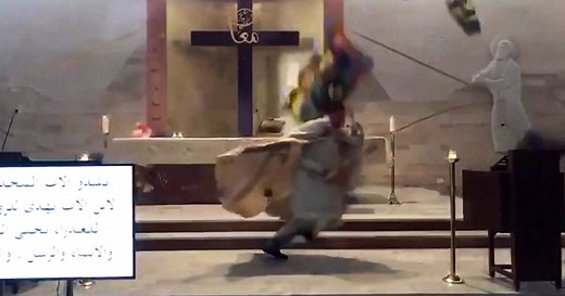 Priest struck by falling debris as video captures powerful shockwave of Beirut explosion