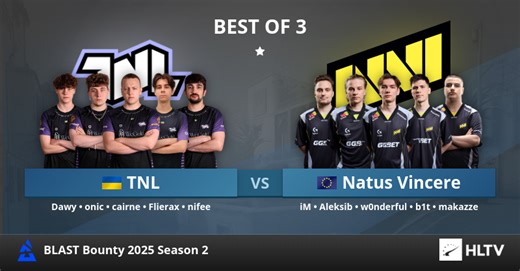 TNL vs Natus Vincere at BLAST Bounty 2025 Season 2