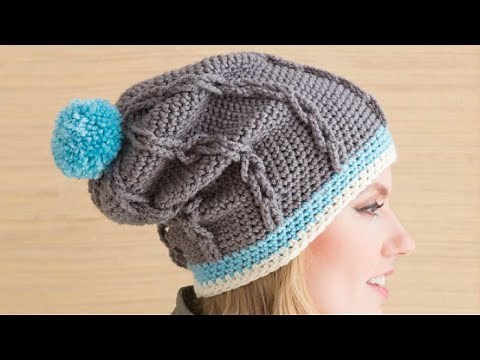 Easy Crochet Cabled Slouchy Hat