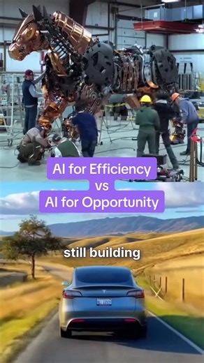 What's the difference between AI for Efficiency vs. AI for Opportunity? Most businesses look at the former and rarely for the latter. Here's why: It's easy to add and bolt on AI tools, solutions to an already functioning process, one that's probably been layered on with nuances and workaround for years. Whether its some sort of reporting, or data analysis or even approval. There could be even a role designated for that specific process. It's easy to isolate the different tasks and see where AI c
