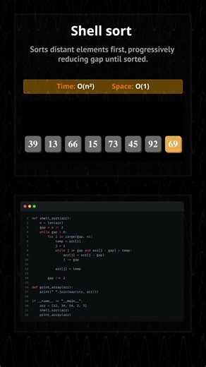 Shell Sort in Python #shorts