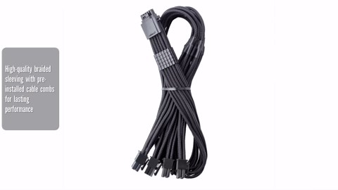 CableMod RT-Series Pro ModMesh Sleeved 12V-2x6 12VHPWR StealthSense PCIe Cable for ASUS/Seasonic/Phanteks (Black, 16-pin to Quad 8-pin, 60cm)