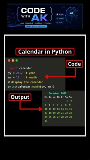 Few - Lines Of Python Calendar! 🐍