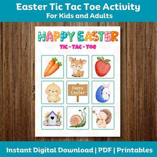 Easter Tic Tac Toe Printable Game | Pastel Easter Board Game for Kids | Bunny Egg Carrot Tic Tac Toe | Classroom & Family Activity PDF - Etsy