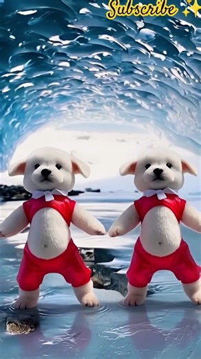 Happy Puppies Doing Cute Dance in the Snowy Ice Cave 💙🐶✨