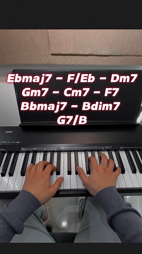 Jason Eshak on Instagram‎: "Smooth Progression in Bbmajor ❤️🎹 Ebmaj7 - F/Eb - Dm7 - Gm7 - Cm7 - F7 - Bbmaj7 - Bdim7 - G7/B #piano #learning #musician #chords #progression #musica #موسيقى #musicsessions #بيانو"‎