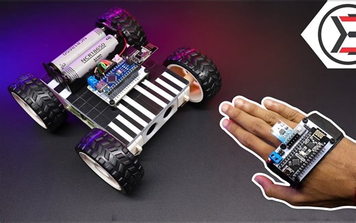 DIY Arduino手势遥控四驱车【How To Make DIY Arduino Gesture Control Robot At Home】