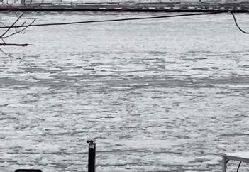 Icy chunks float down Niagara River as light snow continues in Fort Erie