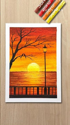 Easy Sunset Scenery with Doms Oil Pastels