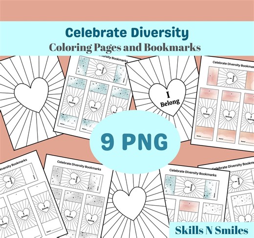 Celebrate Diversity Coloring Pages, I Belong Bookmarks, Affirmation Coloring Printable Set, Classroom Kindness Activity - Etsy