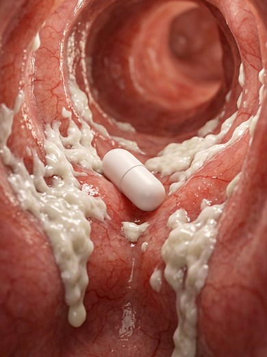 What does a yeast infection discharge look like? A vaginal yeast infection is commonly caused by an overgrowth of Candida, a fungus that normally lives in the body. The discharge is typically thick, white, and lumpy, often described as looking like cottage cheese. It usually occurs alongside itching, burning, redness, and irritation around the vagina. Unlike normal ovulation discharge, it is not clear or stretchy. Watch this video to learn how to recognize the signs of a yeast infection and when