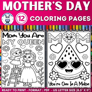 Happy Mothers Day Coloring Pages Sheet Cards Activities Kindergarten Preschool