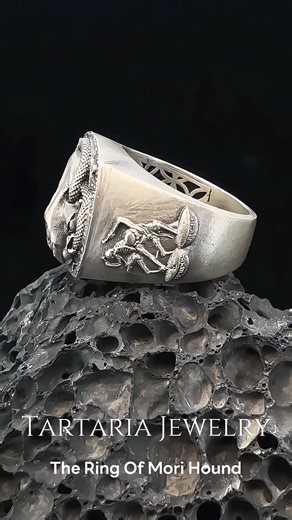 Tartaria.jewelry on Instagram: "The Ring Of Mori Hound🌿Sign up Tartaria Exclusive Membership to claim it with 50% Off, plus store-wide 30%Off discount.🔥 “Mori” translates to “Death” in Latin. Thus, the “Death Hound” represents the mythical dogs of destruction throughout history. There is Fenrir, the giant wolf of Norse mythology which brought on Ragnarök, the final death of all the gods. There is also the great “Black Hound” of medieval Europe reportedly seen right before tragedy or death, a f