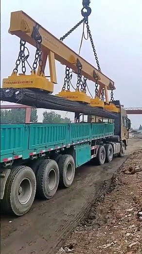 Double Girder Bridge Crane with Electromagnetic Beam Spreader for Long Rebar Loading bettercrane.com