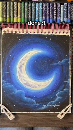 How to draw a glowing moon with oil pastels 🌙 #oilpastel #moon #coloring #art